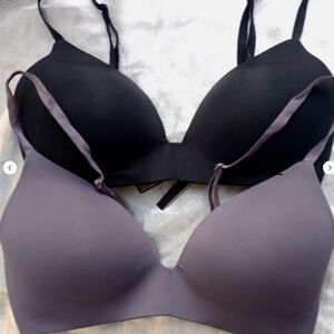 Victoria's Secret Incredible padded bra set black/purple sz32D wireless NWOT